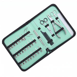 Kit d'outils d'installation d'extensions capillaires avec pinces à micro-anneaux, aiguille courbée pour la séparation des mèches, pinces de sectionnement et peigne à queue - Product Image 6