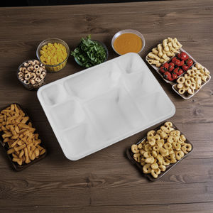 Vente en gros de plateau repas biodégradable jetable à 8 compartiments vaisselle carrée écologique canne à sucre bagasse assiettes à vaisselle - Product Image 4