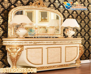 Commode Vintage en bois massif sculpté à la main, nouvel accessoire classique artisanal, avec chaises en bois de teck, offre spéciale - Product Image 2