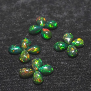 Opale noire éthiopienne naturelle, taille poire, cabochon, pierre d'opale de feu multicolore pour la fabrication de bijoux, vente en gros HASNAIN - Product Image 3