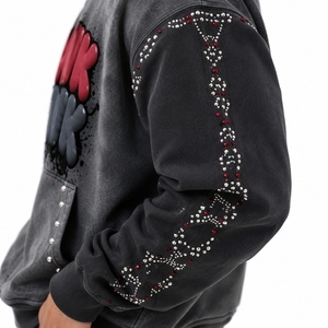 Sweat à capuche zippé premium pour homme, style streetwear, coupe oversize, effet délavé, mode urbaine, sweat à capuche graphique épais pour homme - Product Image 4