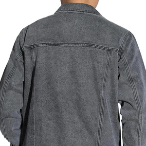 <b>Custom</b> LOGO Men Plain Bulk <b>Denim</b> <b>Jacket</b> Ripped Flap Pocket Black <b>Denim</b> <b>Jacket</b> for Men - Product Image 4