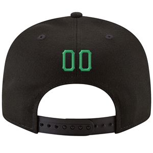Casquette Snapback réglable personnalisée noire Kelly Green-White - Unisexe Adulte Décontractée Polyester/Coton - Product Image 3