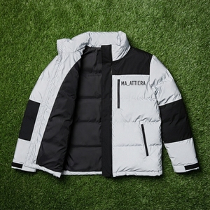 Men <b>White</b> Black Color Block <b>Puffer</b> <b>Jacket</b> Quilted Winter Coat Stand Collar Full Zip Insulated Outdoor Casual <b>Jacket</b> - Product Image 6