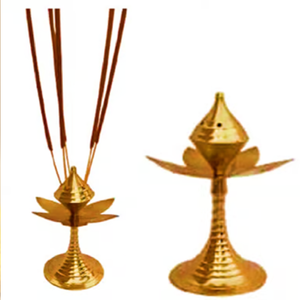 Vintage brass pedestal dhoop incense <b>burner</b> censer with <b>side</b> handle and pointed lid, available at wholesale prices. - Product Image 4