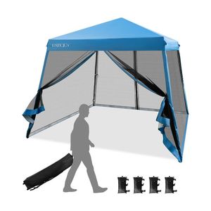Tende per Fiere 10 x 10 Piedi, Gazebo Pop-up con Pareti Laterali in Rete Resistente e Pratica Borsa con Ruote - Product Image 1