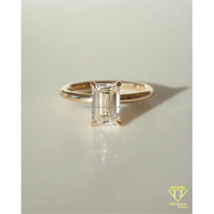 Elegant VVS Moissanite Diamond <b>Ring</b> 925 Sterling <b>Silver</b> Emerald Cut <b>Solitaire</b> Engagement <b>Ring</b> Luxury Fine Jewelry For Women Gift - Product Image 2