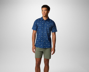 Camisa de Pesca de Manga Corta Azul Sólida para Hombre con Cierre de Pullover, Secado Rápido, UPF 50, 100% Poliéster, Antibacteriana - Product Image 2