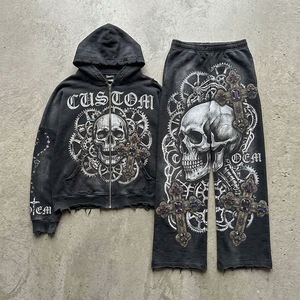 Sudadera con Capucha Extra Grande para Hombre, Diseño Personalizado con Impresión Digital Vintage, 400 GSM, Estilo Holgado, Conjunto de Dos Piezas - Product Image 1