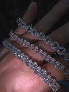 Ensemble de bracelets tennis de luxe entièrement sertis de moissanite, bijoux hip-hop certifiés IGI, or, argent, or rose, unisexe - Product Image 2