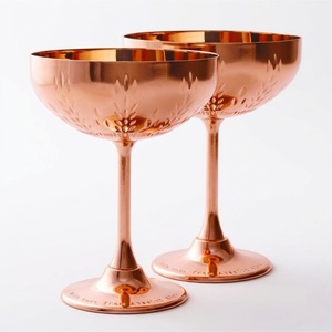 Juego de Copas de Cóctel de Cobre Grabadas a Mano, con Recubrimiento de Laca Apto para Alimentos, Copas de Vino de Acero Inoxidable para Bar en Casa y Regalos de Boda en Oferta - Product Image 1