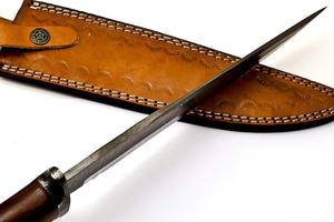 Cuchillo Bowie de Acero de Damasco con Funda, Cuchillo de Caza Hecho a Mano, Cuchillos Bowie de Hoja Fija, Ideal para Supervivencia, Camping y Actividades al Aire Libre - Product Image 4