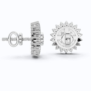 ต่างหูทองคำ 10KT สีเหลือง รูปทรงดอกไม้ประดับเพชรแบบ Sunburst ได้รับการรับรองจาก IGI ดีไซน์แบบกลุ่มเพชรเพาะเลี้ยง เครื่องประดับชั้นดีสำหรับงานแต่งงานและงานปาร์ตี้ - Product Image 5