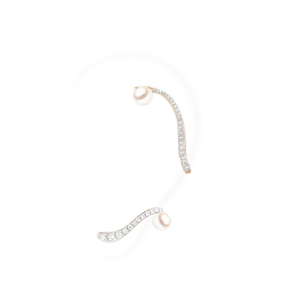 Minimalist 925 Silver Pearl <b>Cuff</b> <b>Earrings</b> With Channel Setting For Women Everyday Wear - Product Image 3