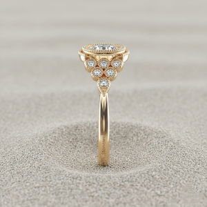 แหวนหมั้นประดับเพชรเม็ดเล็กๆ รอบขอบทองคำแท้ |   เพชรที่ได้รับการรับรองจากการเพาะเลี้ยงในห้องปฏิบัติการ |   คำขอแต่งงานแบบมิลเกรนสุดหรูชุบทองคำสีกุหลาบ - Product Image 4