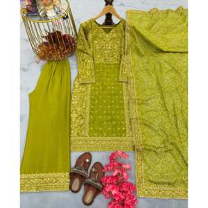 Designer Women's Sets Trending Silk <b>Top</b> Plazzo Printed Dupatta - Product Image 3