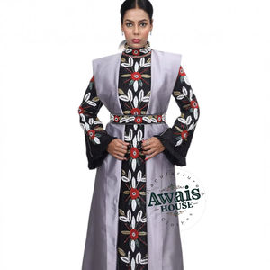 Kaftan Abaya Traditionnel Islamique pour Femmes Grande Taille, Léger, Long, à Manches Longues, Fait Main en Taffetas de Polyester AWAIS - Product Image 1