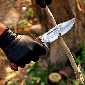 Cuchillo de Caza Artesanal de Cobre Damasco, Forjado a Mano, Hoja Fija, Mango de Madera de Palisandro y Funda, para Camping y Actividades al Aire Libre, ODM/OEM - Product Image 5