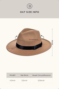 Classic Brown Wool Fedora <b>Hat</b> with Black Ribbon <b>Band</b> Wide Brim Unisex Casual Style for Spring Summer Adults - Product Image 3