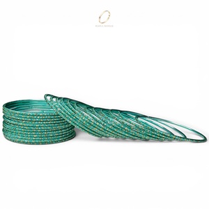 Bracelets tendance en acier inoxydable bleu vert exclusifs, plaqués or scintillant, avec cristaux, bijoux indiens modernes à prix de gros - Product Image 3