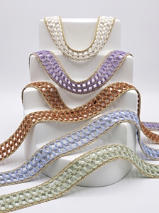 Dentelle ajourée en coton écologique et colorée avec bordure métallique pour la décoration intérieure et les sacs - Product Image 3