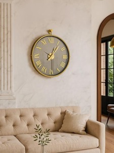 Luxury Gold Frame Mirror <b>Wall</b> <b>Clock</b> With Roman Numerals Suitable For Living Room And Elegant Home <b>Decor</b> Styling From India - Product Image 6