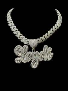Custom Iced Out <b>Name</b> Pendant Necklace 18K Gold Plated 925 Silver Moissanite Letter Charm Hip Hop Rope <b>Chain</b> Jewelry for Party - Product Image 1