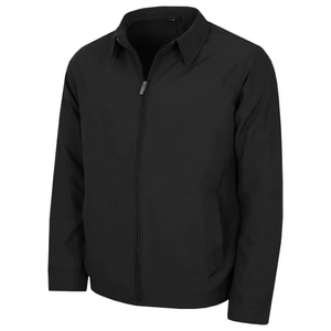 <b>Men's</b> <b>Black</b> Zip Up Jacket Customized Logo Casual Outerwear for <b>Men</b> Zipper Closure <b>Windbreaker</b> Jacket for <b>Men's</b> - Product Image 1