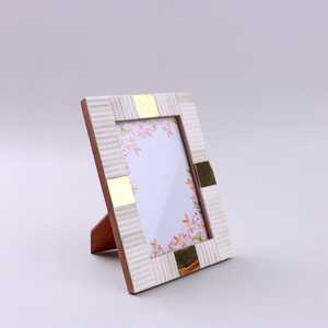 Handcrafted Camel Bone Wood Inlay Photo <b>Frame</b> Ribbed Cream with Aged Inlay <b>Picture</b> <b>Frame</b> For Display - Product Image 6