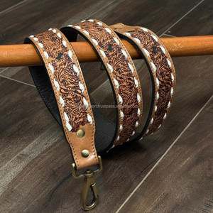 Nouveau luxe vente en gros usiné à la main en cuir remplacement bandoulière sangles de guitare personnalisé véritable cuir de vachette sac à bandoulière sangles - Product Image 5