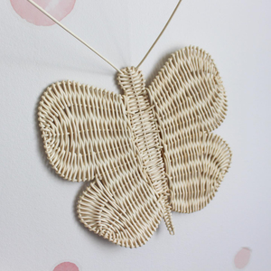 Decoración de pared de ratán con mariposas tejidas a mano, accesorios de fibra natural para habitación de recién nacido. - Product Image 3