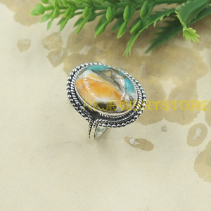 Natural Oyster Turquoise <b>Ring</b> 925 Sterling <b>Silver</b> Handmade Boho Statement Oval Gemstone Vintage Jewelry for <b>Men</b> Christmas gift - Product Image 4