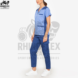 V Neck Zipper <b>Scrub</b> Top And Jogger Leg Pants Set Professional Manicurist SPA <b>Uniform</b> <b>Scrubs</b> Nursing <b>Uniform</b> Medical <b>Scrub</b> - Product Image 3