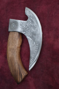 Handmade 3 1/2 in High Carbon Steel Viking Pizza Cutter Tomahawk <b>Wood</b> Handle Kitchen Knife 5 Piece Set 3-Year Warranty - Product Image 6