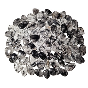 Chất Lượng Cao 20Mm Tự Nhiên Màu Đen <span class=keywords><strong>Rutile</strong></span> Cabochon Loose Bead Thạch Anh IGI Chứng Nhận Chữa Bệnh Đồ Trang Sức Làm Bán Buôn Rất Nhiều Khushi Đá Quý - Product Image 1