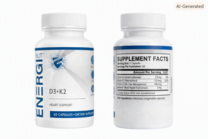 Cápsulas de vitamina EnergiNut D3 + K2, suplemento de calcio para el soporte del corazón y los huesos, sin OMG, sin gluten, fabricado en EE. UU., registrado por la FDA y GMP de EE. UU. - Product Image 2