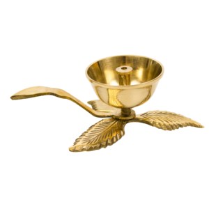 โคมไฟ nandha Diya 3ใบทองเหลืองสำหรับ Pooja ของขวัญและของตกแต่งบ้าน - Product Image 5