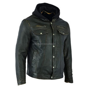 Veste de moto en cuir sur mesure pour hommes Veste de moto en cuir PU ou en cuir de vachette véritable résistante de style motard noir Vestes pour hommes de grande taille - Product Image 5