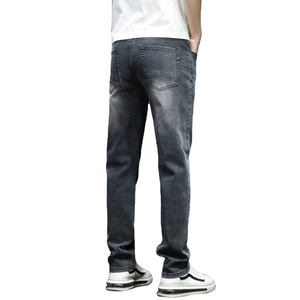 Jeans de Mezclilla para Hombre, de Alta Calidad, Corte Recto, Ajuste Regular, Transpirables, Ligeros, Lavados con Piedras, Colores Personalizados, Color Sólido, Casuales - Product Image 1