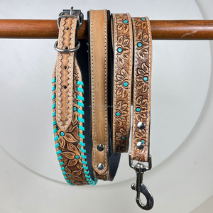 Nuevo diseñador personalizado correa de perro de cuero genuino y Collar ajustable conjunto de 2 piezas accesorios para mascotas de estilo occidental hechos a mano - Product Image 5