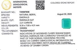 มรกตสีเขียวทรงแปดเหลี่ยม 2.21 กะรัต จากแซมเบีย พลอยหลวม ETiS-307 - Product Image 6