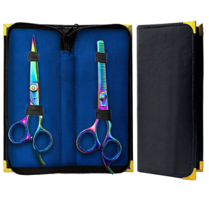 Juego de Tijeras de Peluquería Profesionales con Recubrimiento de Plasma de 6.5″, Multicolor, Tijeras de Peluquería de Acero Inoxidable con Estuche Ergonómico Profesional - Product Image 1