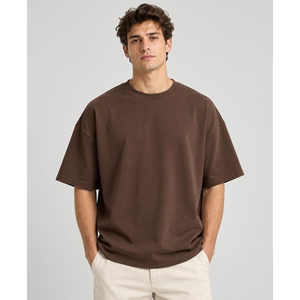 T-shirt tendance pour homme à épaules tombantes, coupe oversize, en coton, style streetwear décontracté, col rond, manches courtes, vêtements de mode - Product Image 4