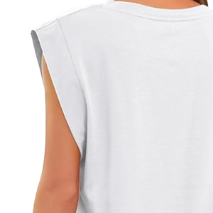 Camiseta sin mangas blanca transpirable para mujer, estilo oversize, streetwear, camiseta muscular, ajuste holgado, algodón, informal, lisa, top de verano. - Product Image 4