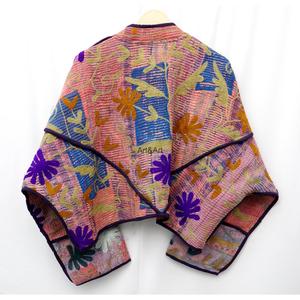 ART&ART Kantha Vintage Handmade Eco-Friendly Reversible Open Stitch Free Size Cotton Women's <b>Cardigan</b> <b>Coat</b> Blazer Indian Jacket - Product Image 4