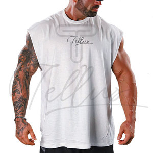 Débardeur de sport en maille respirant à séchage rapide 100 % coton col rond noir sans manches coupe athlétique pour homme marque privée - Product Image 5