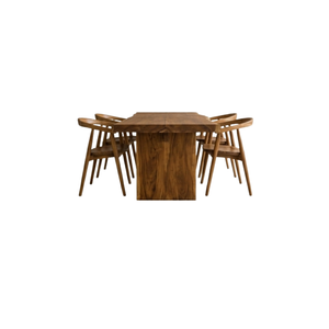 ARTERRA - Juego de Muebles de Comedor de Lujo en Madera de Teca, Mesa de Teca con Respaldo Curvo, Sillas de Teca Modernas con Acabado Natural - Product Image 2