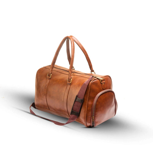 Custom Logo Large Capacity Vintage <b>Duffel</b> <b>Bags</b> for Men Genuine Real Leather Brown Overnight Weekend Travel Garment <b>Bags</b> Factory - Product Image 4