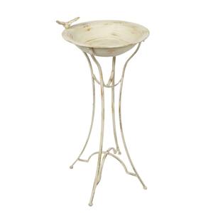 Support de bain d'oiseaux en fer blanc au design élégant, décor de jardin en métal, mangeoire à oiseaux sur pied ornée avec figurines d'oiseaux, à vendre - Product Image 1