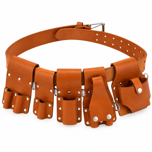 Ceinture à outils en cuir de qualité supérieure, robuste, avec plusieurs poches, taille réglable, pour charpentier professionnel, électricien, organiseur d'outils - Product Image 1